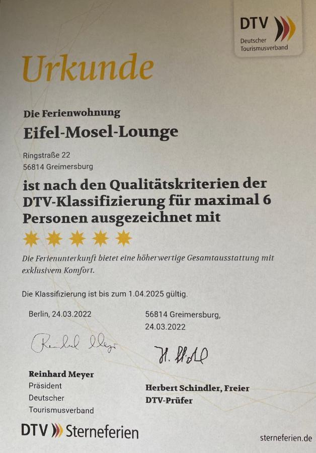Ferienwohnung Feiden Eifel-Mosel Lounge Greimersburg Eksteriør bilde
